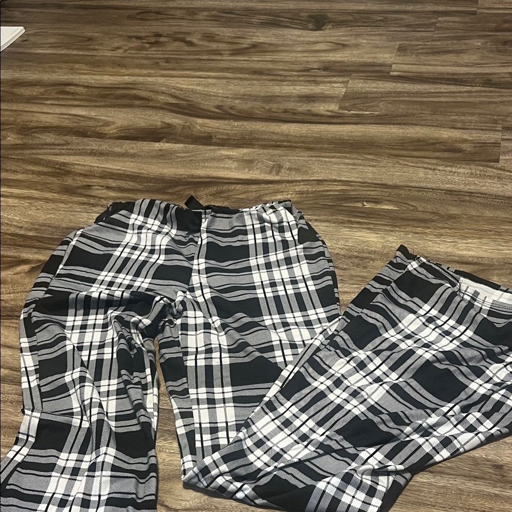 Windsor Black and White Plaid Flare Pants